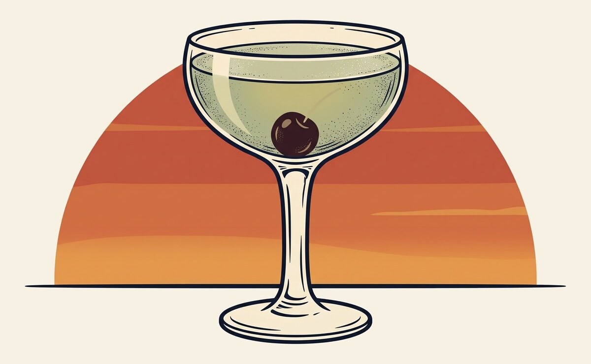 Illustration of a Final Ward cocktail